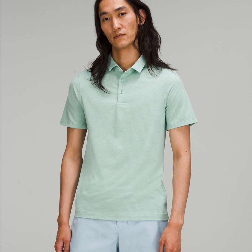 Sold Lululemon Evolution Short Sleeve Polo Shirt Heathered Arctic Green